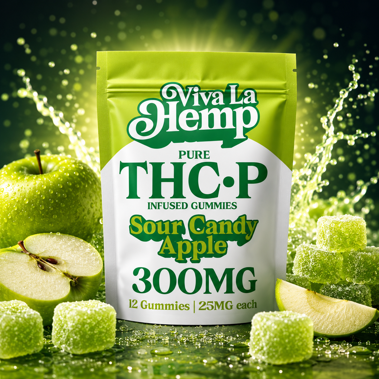 Pure THC-P Infused Gummies 300MG - Sour Candy Apple