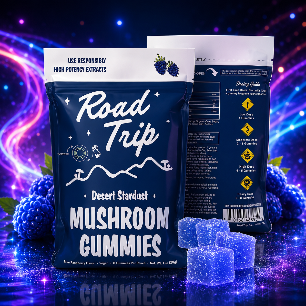 Desert Stardust Mushroom Gummies - Blue Raspberry