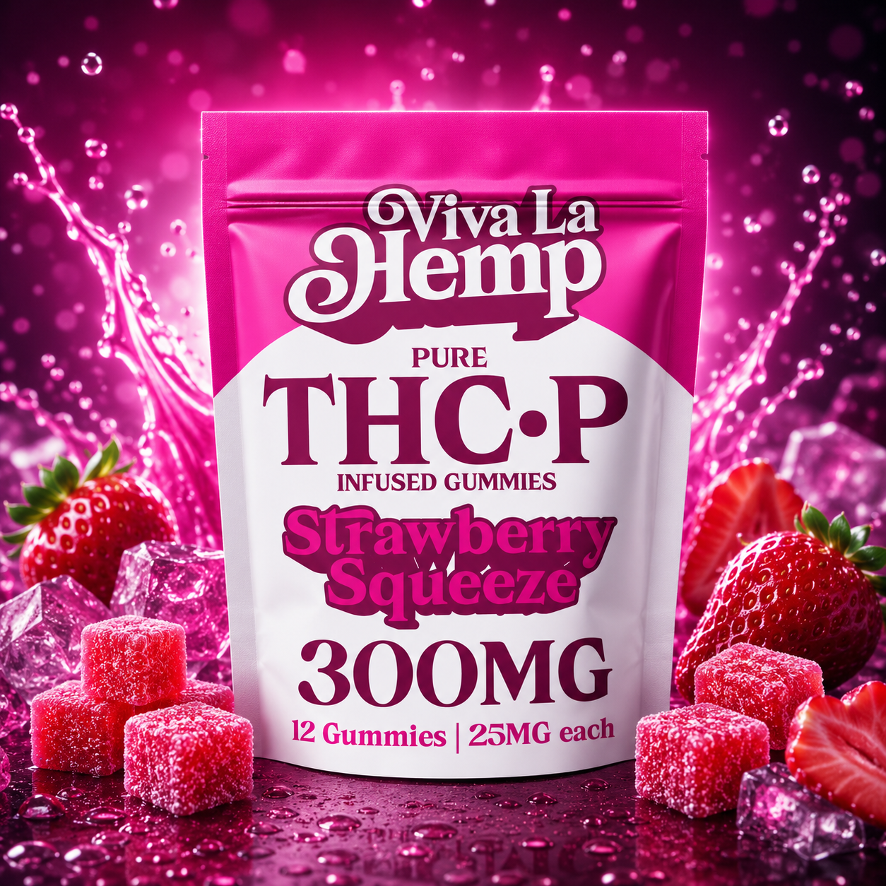 Pure THC-P Infused Gummies 300MG - Strawberry Squeeze