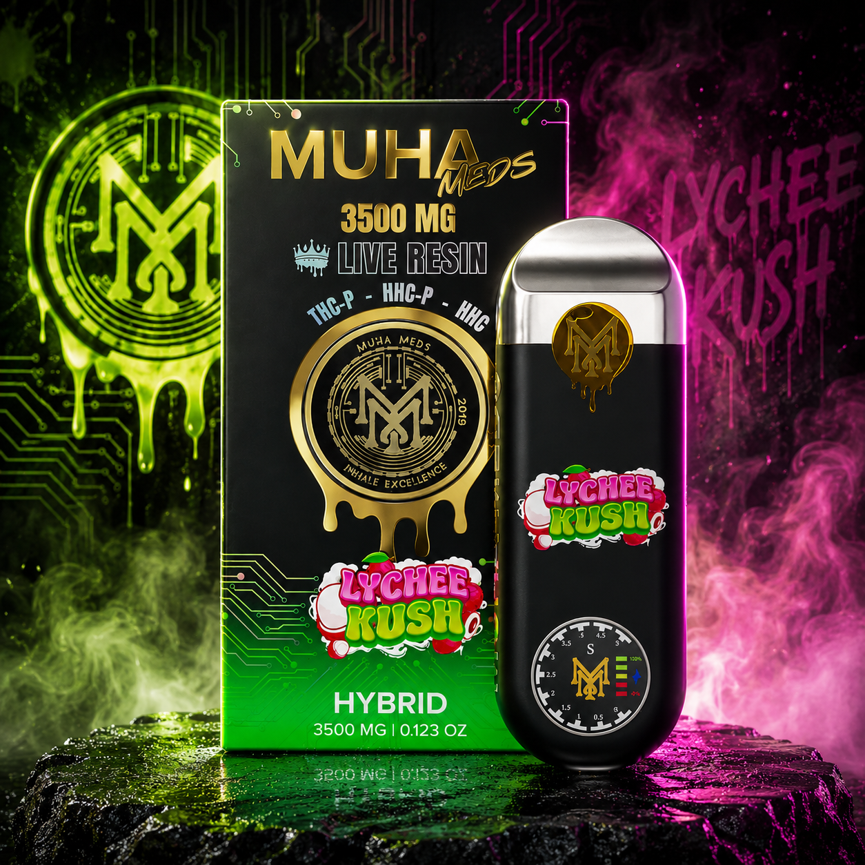 Muha Meds Gen 3 THCP Live Resin Disposable 3.5g LYCHEE KUSH