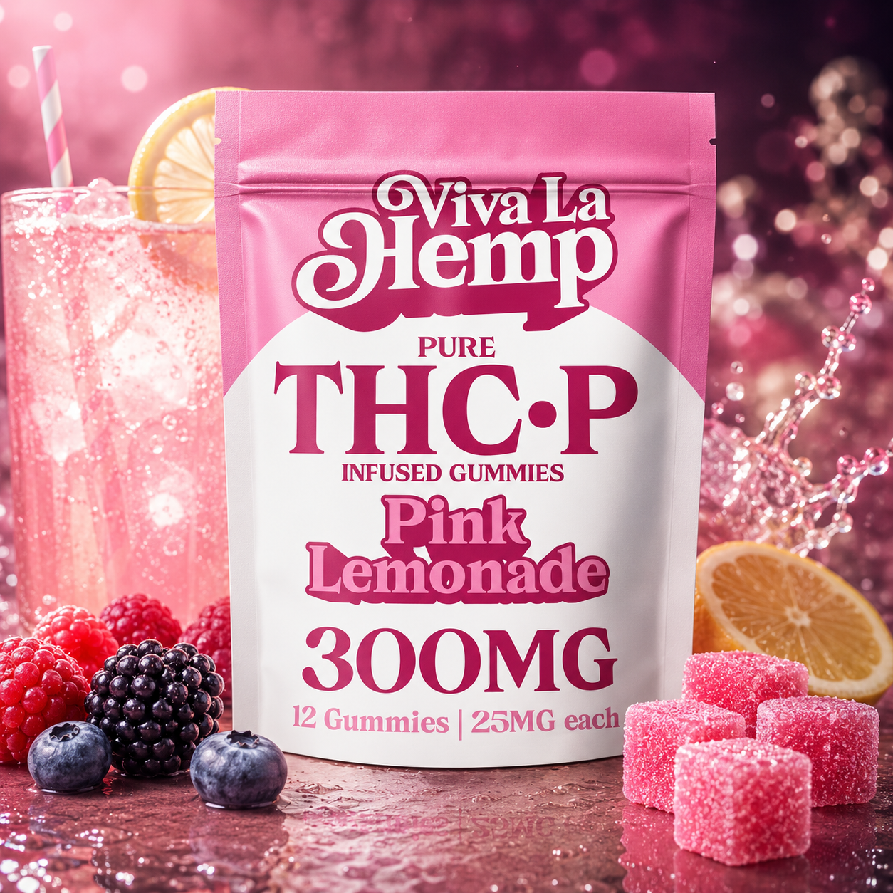 Pure THC-P Infused Gummies 300MG - Pink Lemonade